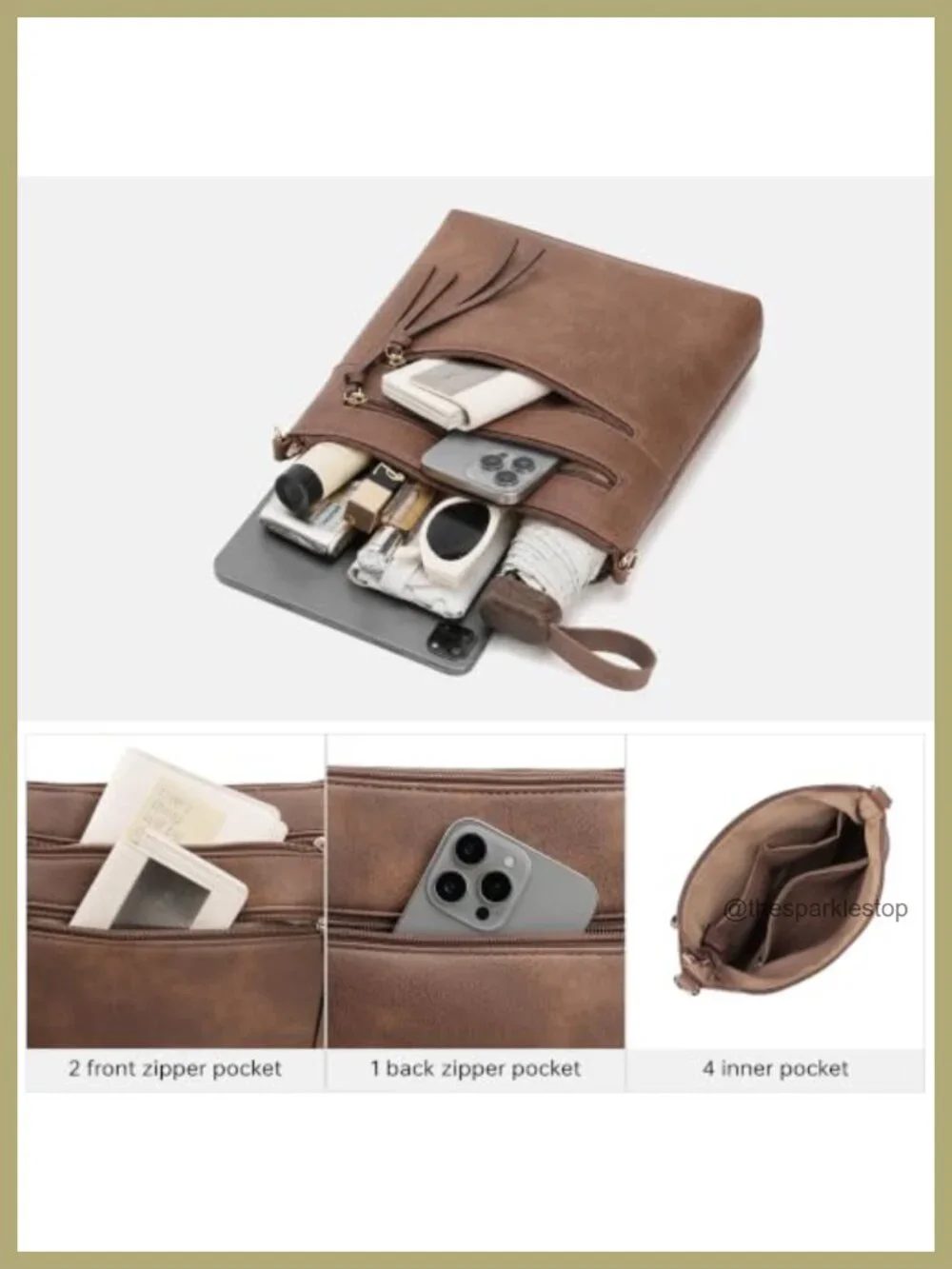 Vegan PU Leather Crossbody Purse with Adjustable Strap